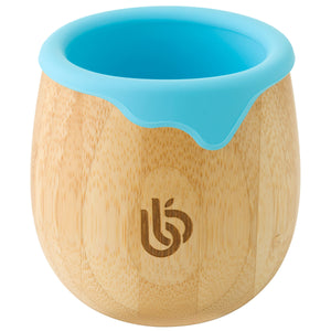 Bamboo Toddler Cup for Kids, 150ml Bamboo Transition Cup for Baby with Silicone Liner, can also be used as Snack Cup, Ideal for Baby-Led Weaning, Promotes Drinking and Oral Motor Skills, Blue