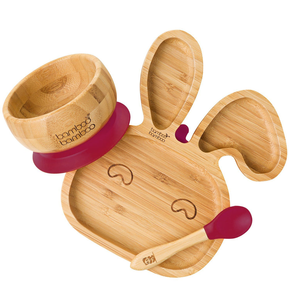 
            
                Load image into Gallery viewer, Bunny Plate and Bowl Bundle Gift Set bamboo bamboo Cherry 
            
        