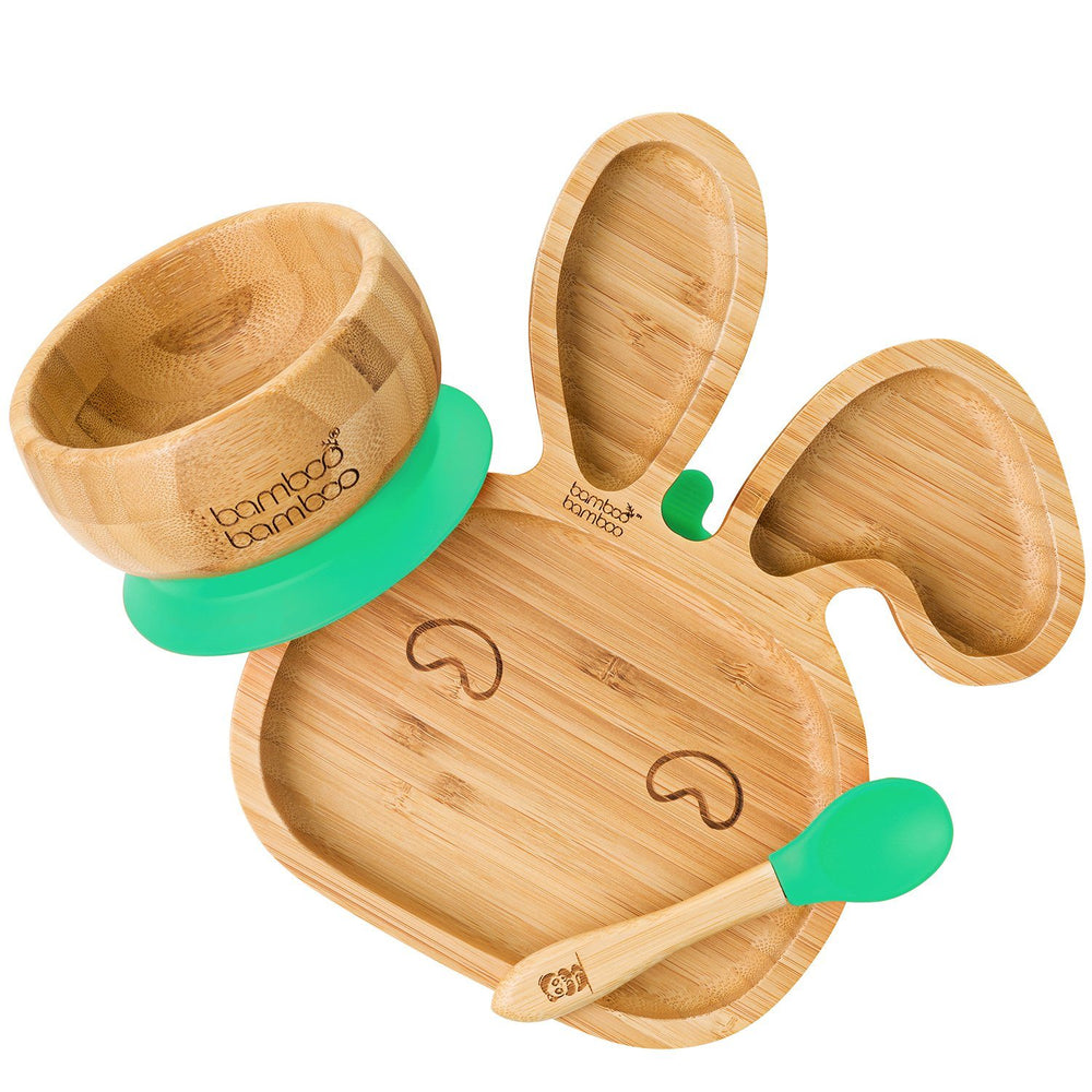 
            
                Load image into Gallery viewer, Bunny Plate and Bowl Bundle Gift Set bamboo bamboo Green 
            
        