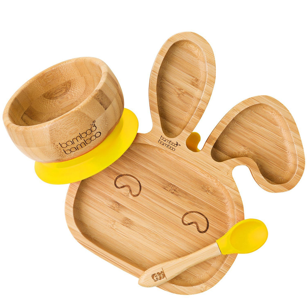 
            
                Load image into Gallery viewer, Bunny Plate and Bowl Bundle Gift Set bamboo bamboo Yellow 
            
        