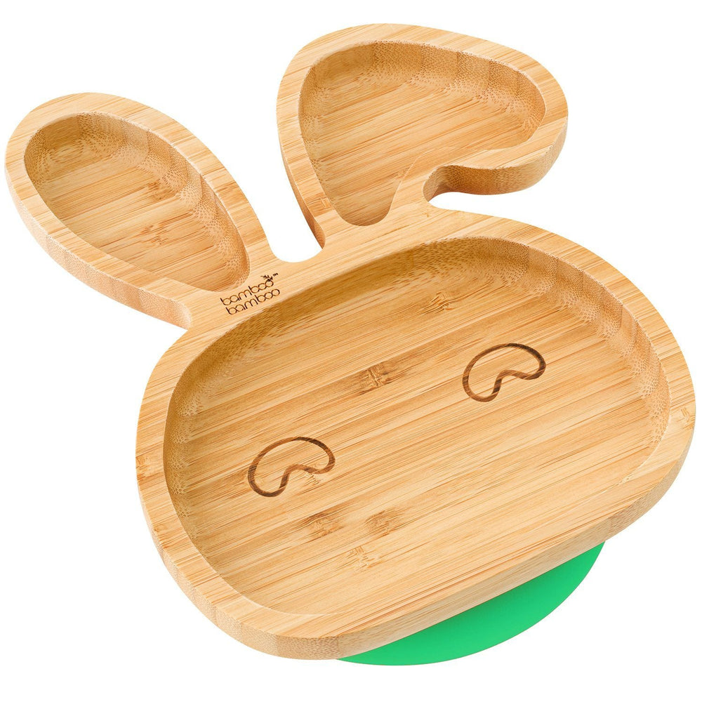 Bamboo Little Bunny Suction Plate Feeding Products bamboo bamboo Green 