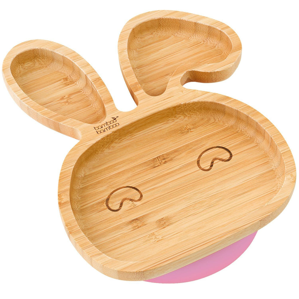 Bamboo Little Bunny Suction Plate Feeding Products bamboo bamboo Pink 