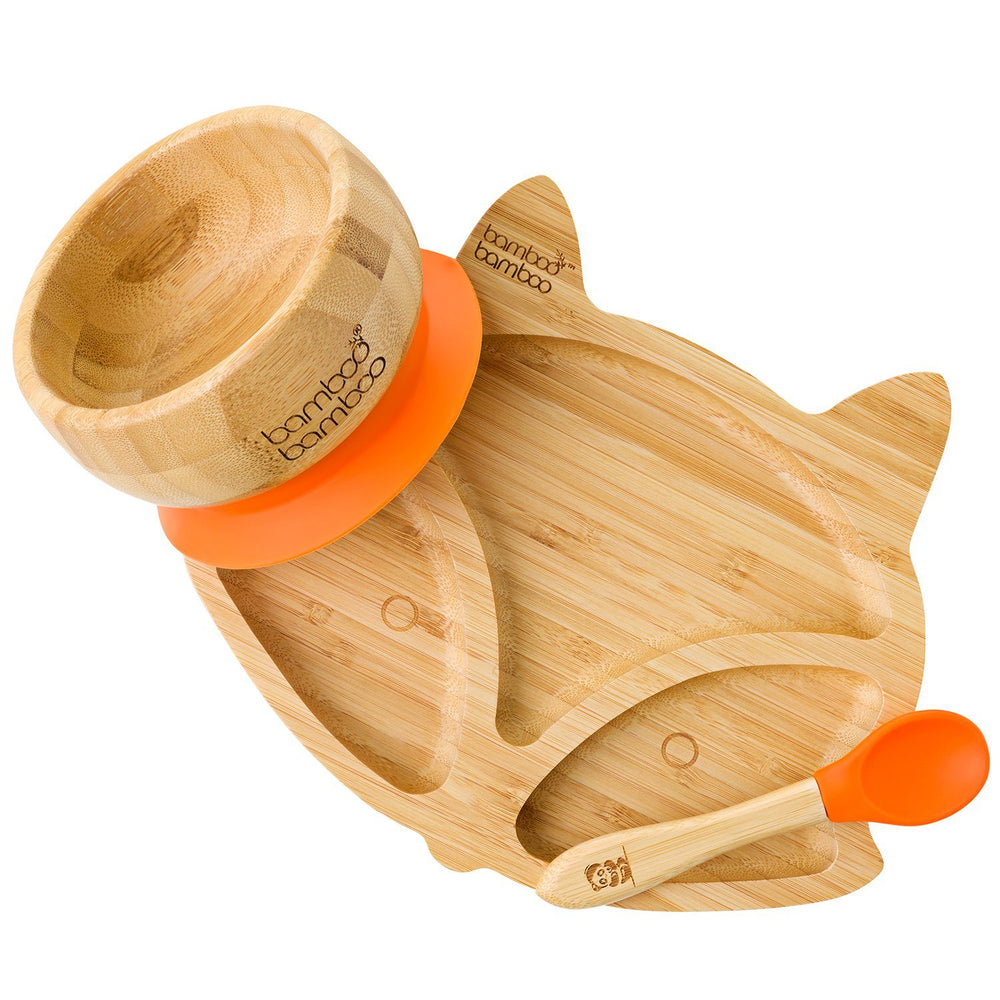 
            
                Load image into Gallery viewer, Fox Plate and Bowl Bundle Gift Set bamboo bamboo Orange 
            
        
