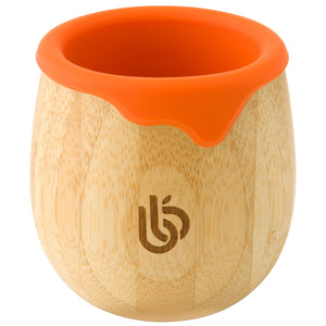 Bamboo Toddler Cup for Kids, 150ml Bamboo Transition Cup for Baby with Silicone Liner, can also be used as Snack Cup, Ideal for Baby-Led Weaning, Promotes Drinking and Oral Motor Skills, Orange